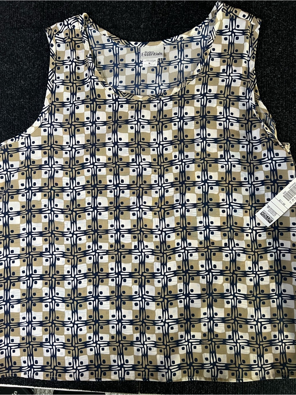 Essentials Sleeveless Geometric Print Camisole - Navy & Tan